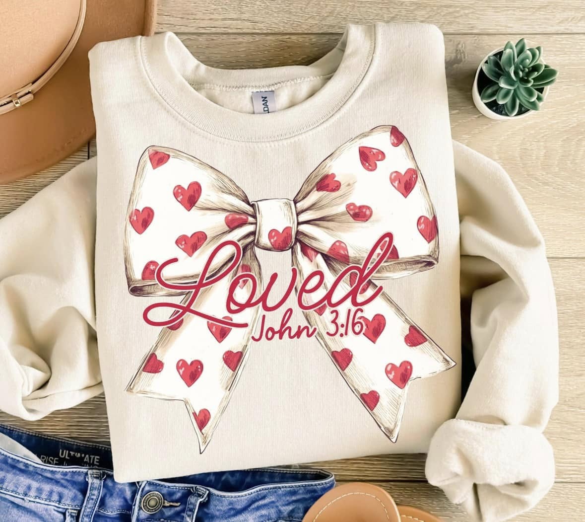 LOVED John 3:16 bow tee & sweatshirt