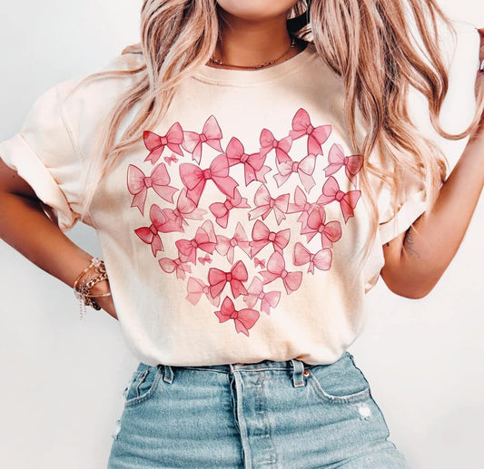 Bow heart tee & sweatshirt