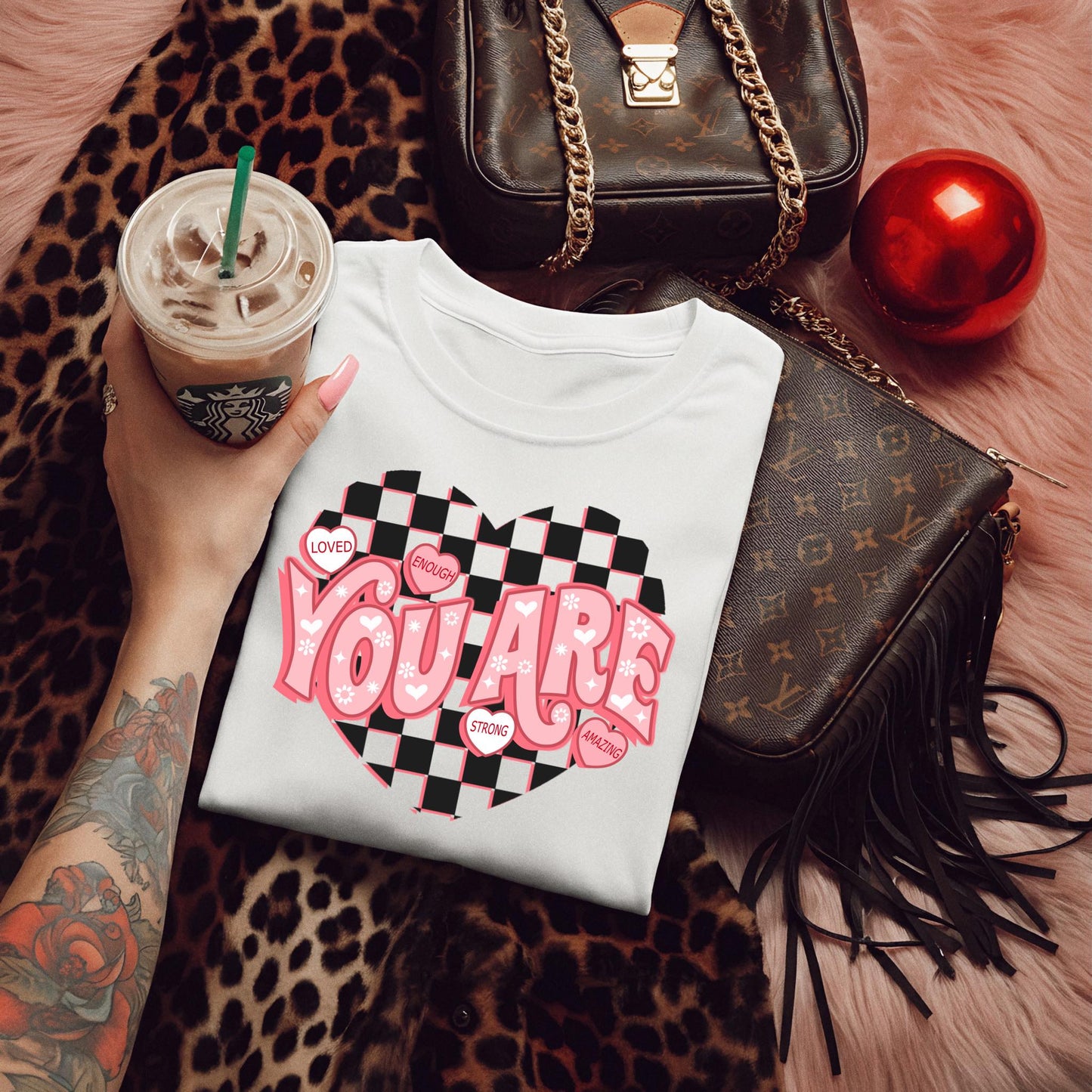 You are checker hearts tee & sweatshirt