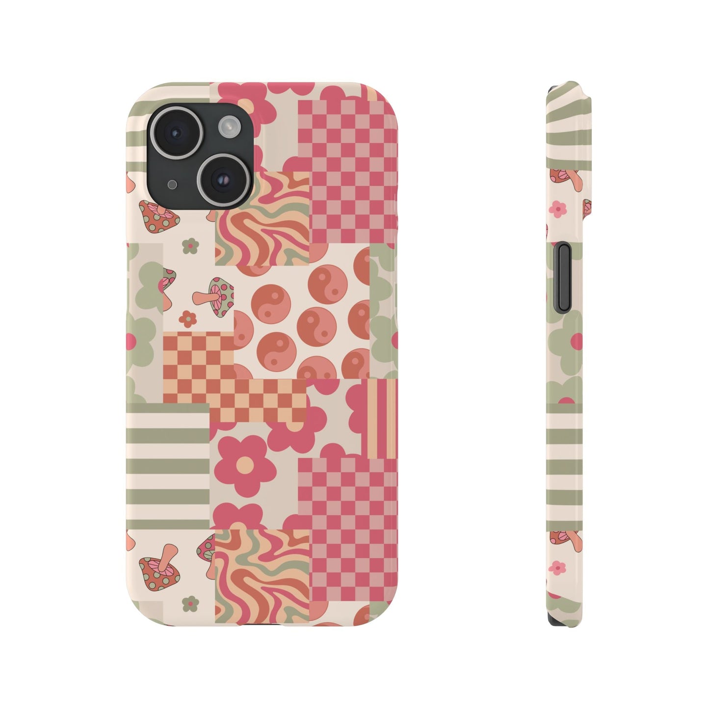 Groovy wavy mushroom Bright Phone Case